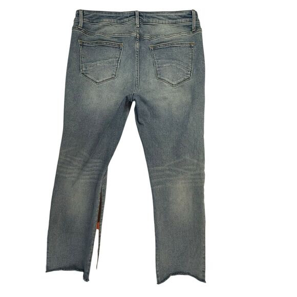 Driftwood Indie Patchwork Crop Bootcut Kick Frayed Hem Step Jeans Size 31 - Picture 3 of 15